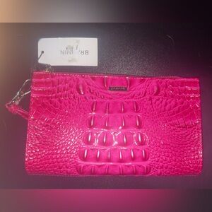 Brahmin Vibrant Pink Embossed Wristlet